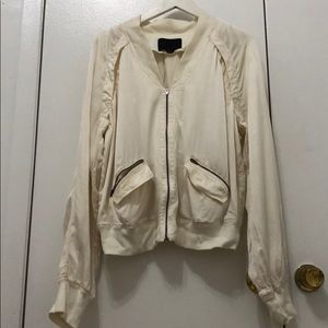 Alexander Wang Cream Silk Bomber Jacket sz8